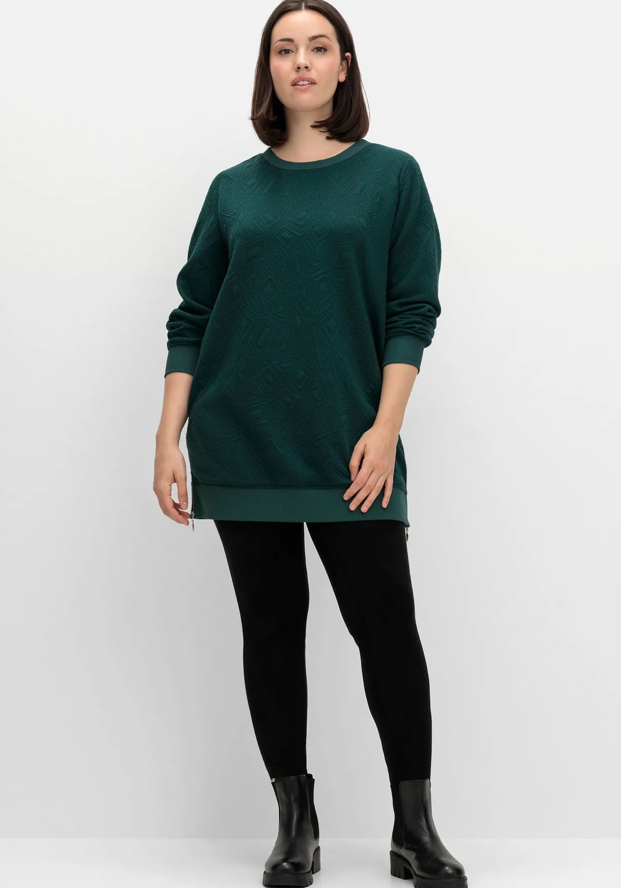 Sweatshirt mit Steppmuster und seitlichen Zippern