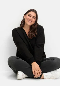 Sweatshirt mit Steppmuster und V-Ausschnitt