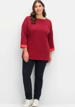 Sweatshirt mit Zierknöpfen und Kontrastdetails