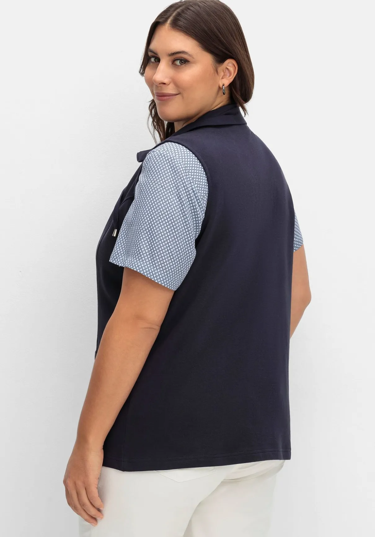 Sweatweste mit Reißverschluss und Umlegekragen