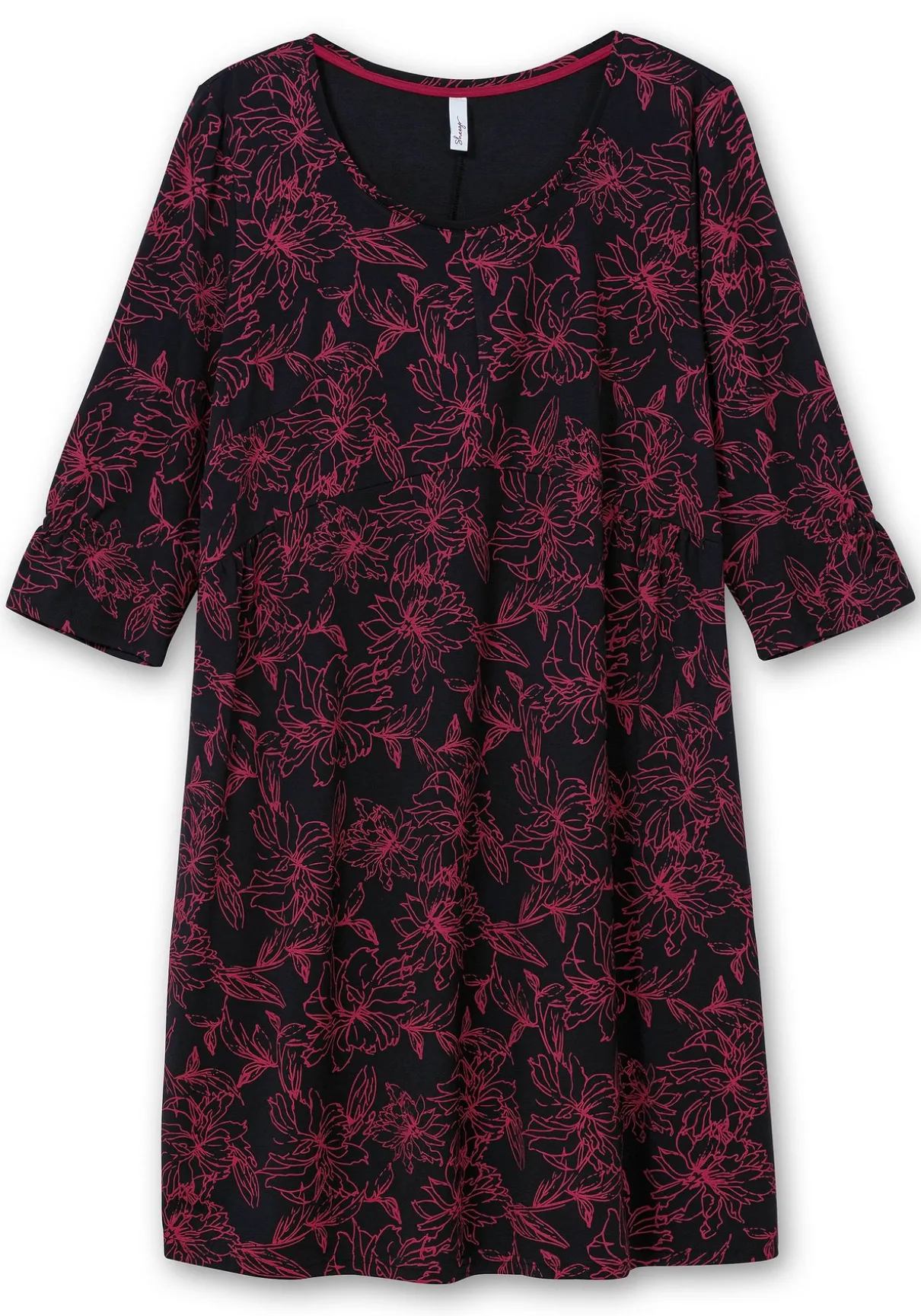Tailliertes Shirtkleid mit 3/4-Arm und floralem Print