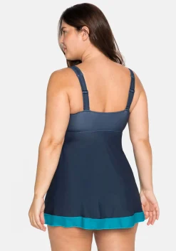 Tankini-Oberteil mit Kontrastdetails, in Longform