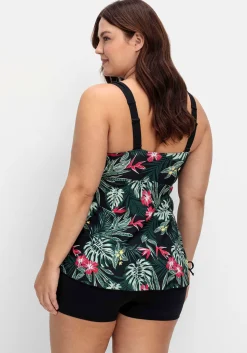 Tankini-Top mit Tropical Print und Raffung