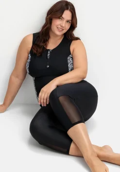 Tankini-Top mit Zipper und Kontrasteinsatz