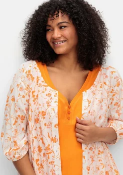 Tanktop mit V-Ausschnitt und Zierknopfleiste