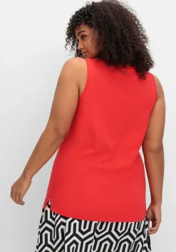 Tanktop mit V-Ausschnitt und Zierknopfleiste