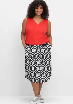 Tanktop mit V-Ausschnitt und Zierknopfleiste