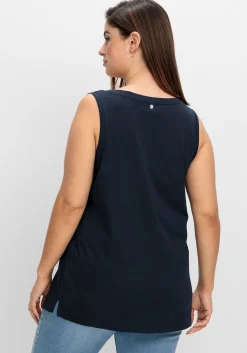 Tanktop mit V-Ausschnitt und Zierknopfleiste