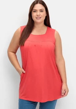 Top in A-Linie, mit Karree-Ausschnitt und Taschen