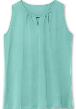 Top mit leichter Raffung und Cut-out am Ausschnitt