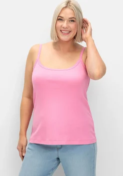 Top mit Spaghettiträgern, in Rippqualität