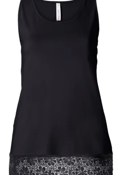 Top mit Spitzenbordüre am Saum