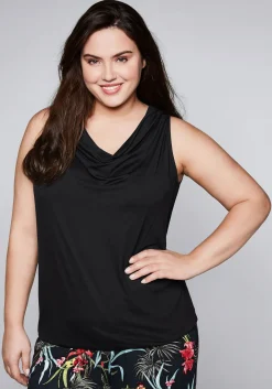 Top mit Wasserfallkragen und Gummibund