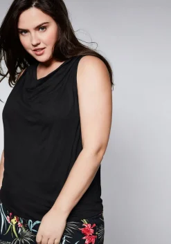 Top mit Wasserfallkragen und Gummibund