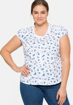 Trachtenbluse mit schmaler Rüsche und Puffärmeln