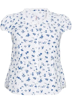 Trachtenbluse mit schmaler Rüsche und Puffärmeln