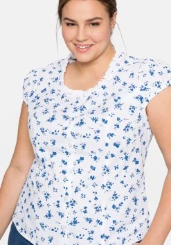 Trachtenbluse mit schmaler Rüsche und Puffärmeln