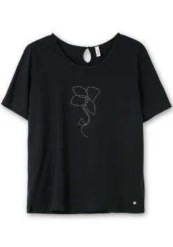 T-Shirt mit Blumen-Applikation