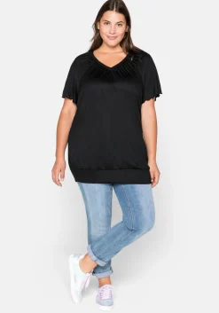 T-Shirt mit Flügelärmeln, aus Viskosejersey