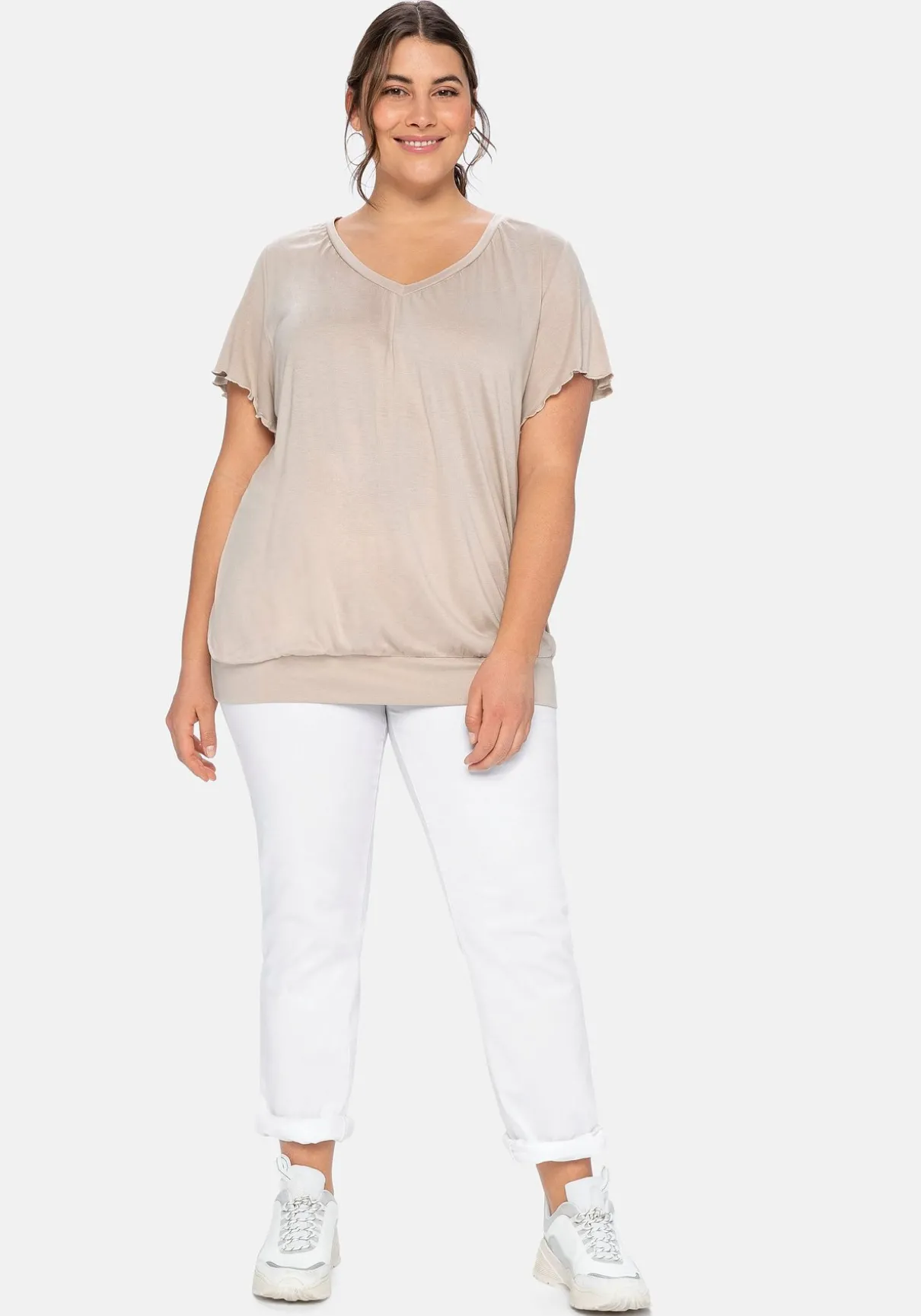 T-Shirt mit Flügelärmeln, aus Viskosejersey