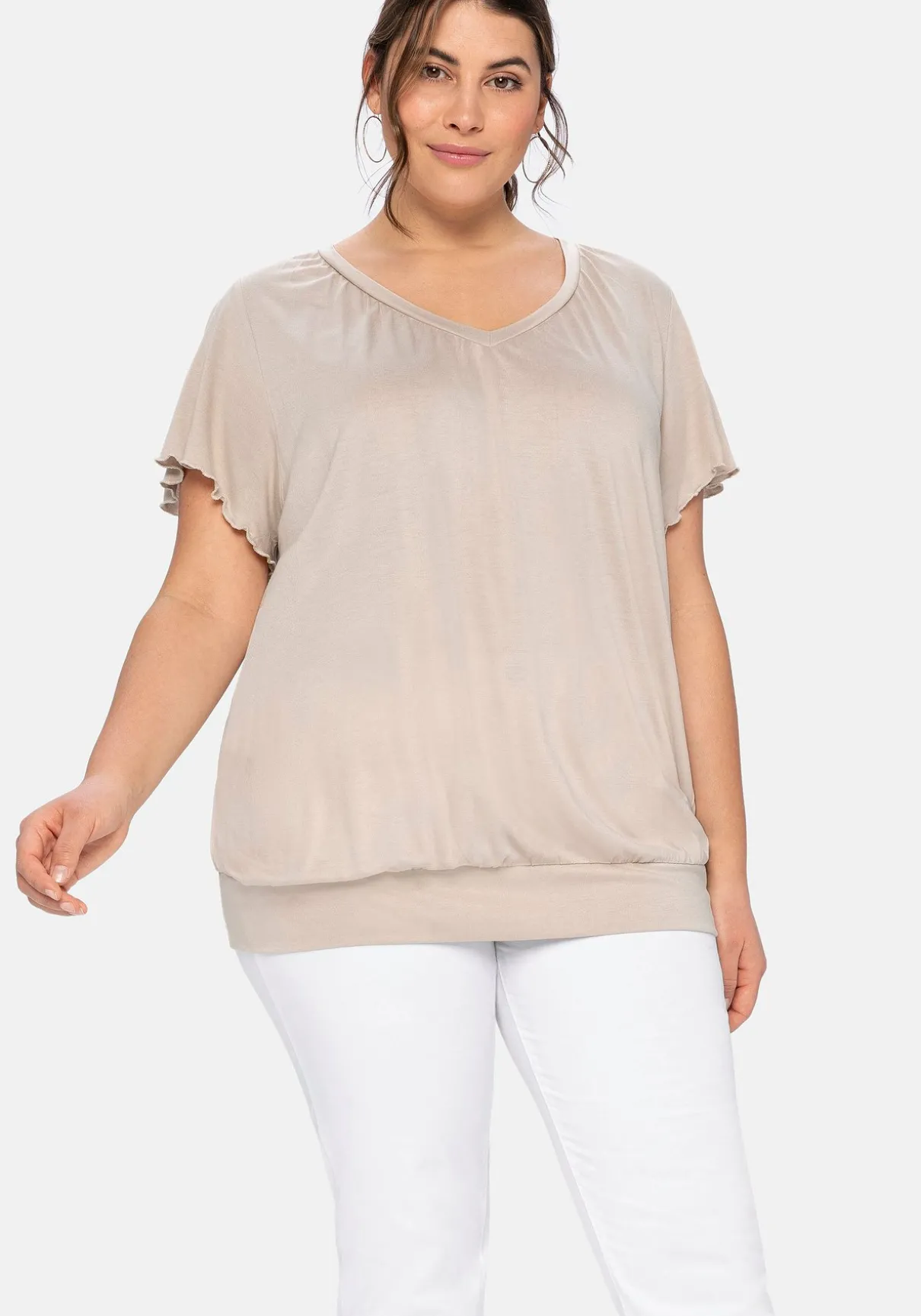 T-Shirt mit Flügelärmeln, aus Viskosejersey