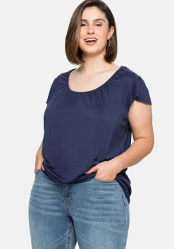 T-Shirt mit Flügelärmeln und breitem Bund