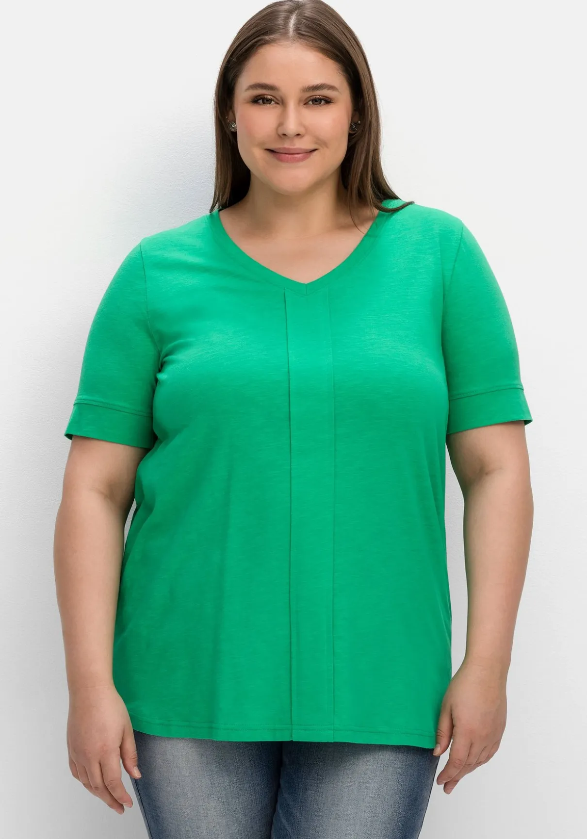 T-Shirt mit gesteppter Falte vorn, aus Jersey