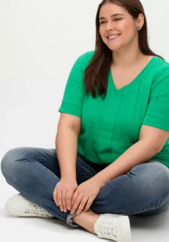 T-Shirt mit gesteppter Falte vorn, aus Jersey