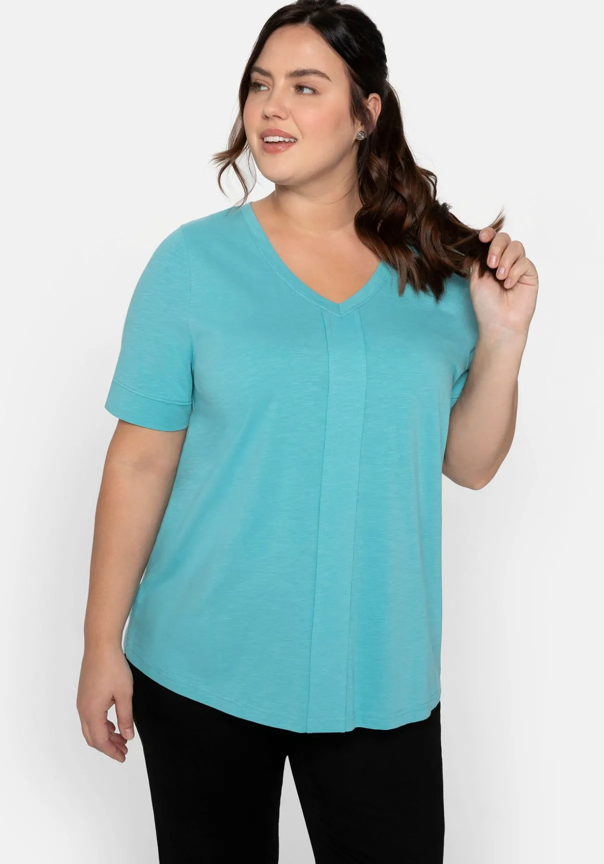 T-Shirt mit gesteppter Falte vorn, aus Jersey