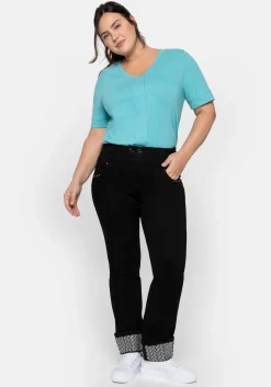 T-Shirt mit gesteppter Falte vorn, aus Jersey