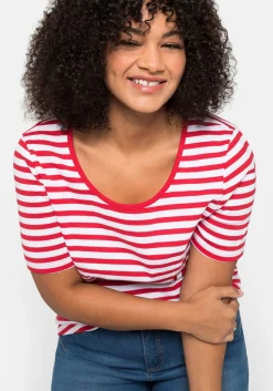 T-Shirt mit Streifen und Rundhalsausschnitt