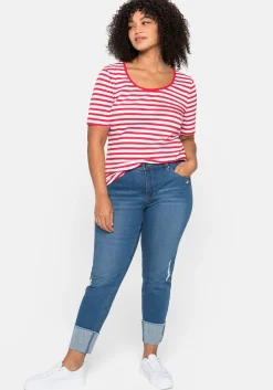 T-Shirt mit Streifen und Rundhalsausschnitt