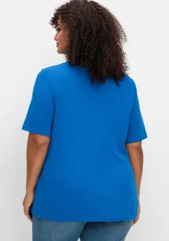 T-Shirt mit tiefem Ausschnitt und längerem Ärmel