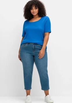 T-Shirt mit tiefem Ausschnitt und längerem Ärmel