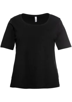 T-Shirt mit tiefem Ausschnitt und längerem Ärmel