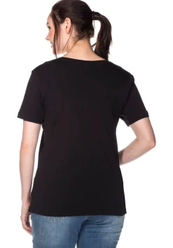 T-Shirt mit V-Ausschnitt, in Rippqualität