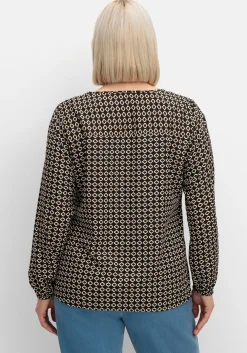 Tunika aus Crêpe, mit Grafik-Alloverdruck