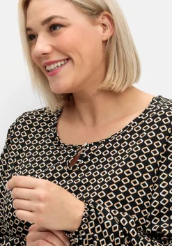 Tunika aus Crêpe, mit Grafik-Alloverdruck