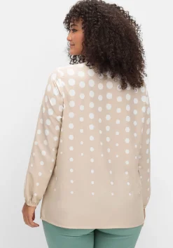 Tunika aus Crêpe, mit Punkte-Print und V-Ausschnitt