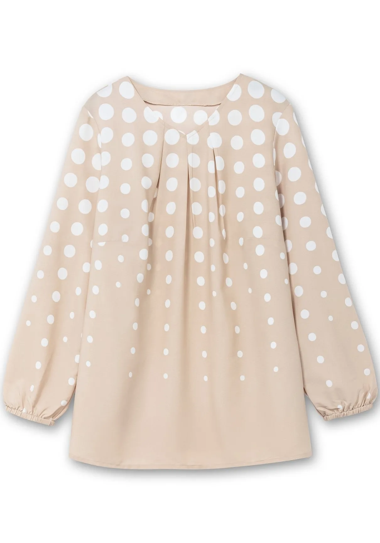 Tunika aus Crêpe, mit Punkte-Print und V-Ausschnitt