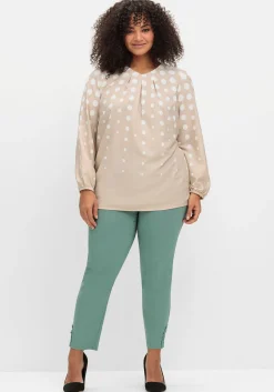 Tunika aus Crêpe, mit Punkte-Print und V-Ausschnitt