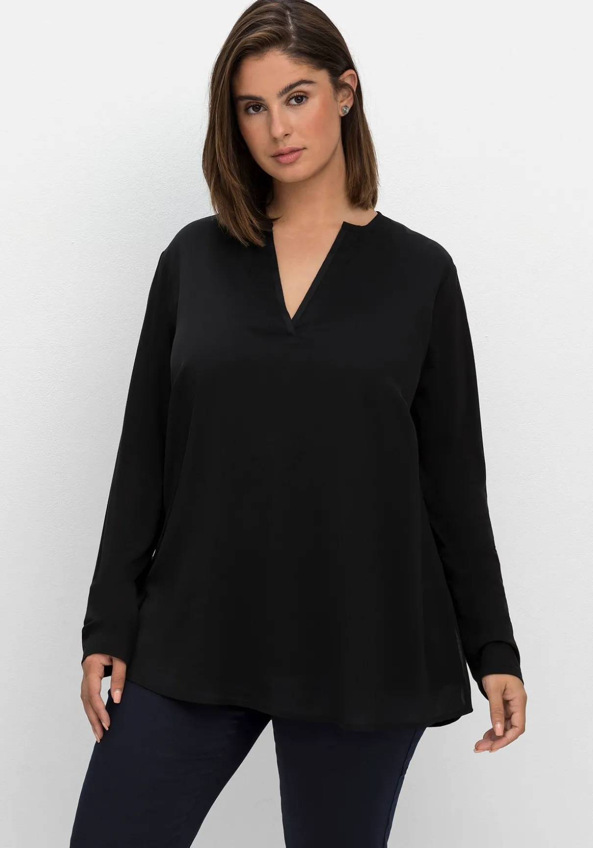 Tunika im Lagenlook aus Chiffon und Jersey