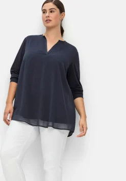 Tunika im Lagenlook aus Chiffon und Jersey