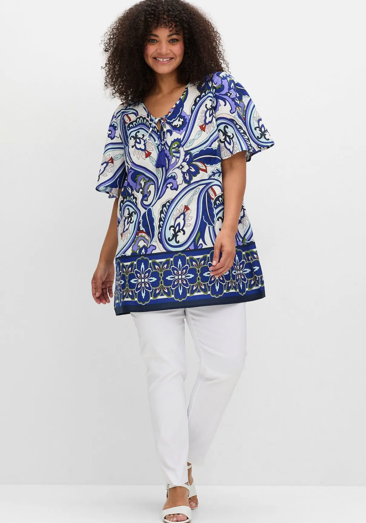 Tunika in A-Linie, im Mustermix, mit Flügelärmeln