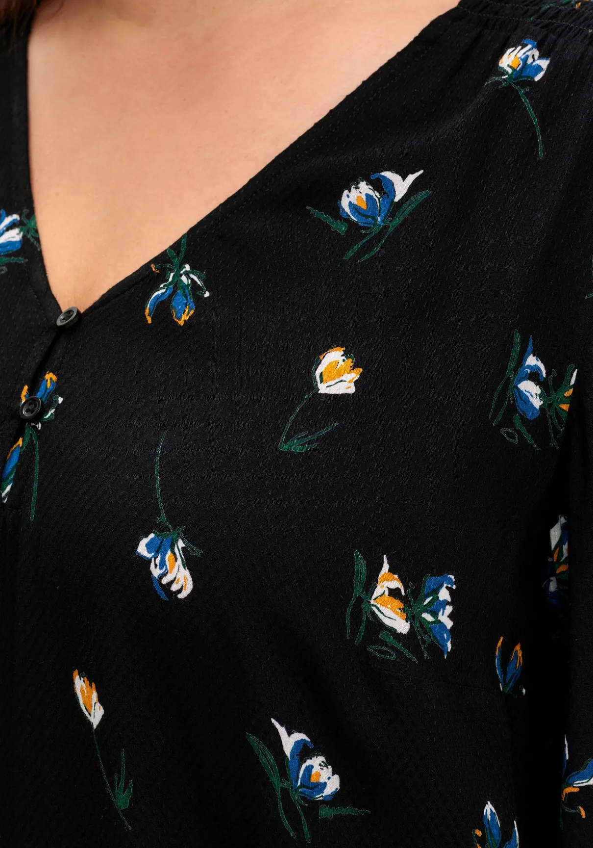 Tunika in A-Linie mit Blumenprint und Smokdetails