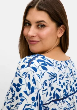 Tunika in A-Linie, mit Flügelärmeln und Blätterprint