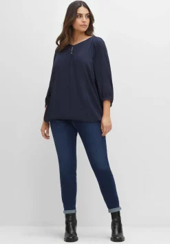 Tunika in Crinkle-Optik, mit Saum-Gummizug