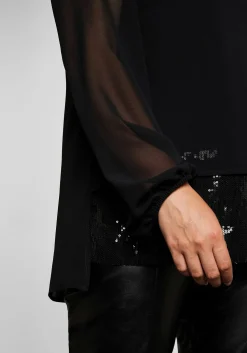 Tunika 2-in-1 Optik, mit Pailletten am Saum, aus Chiffon