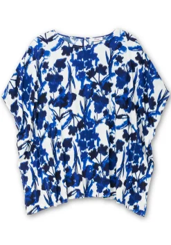 Tunika in Zipfelform, mit Blumendruck