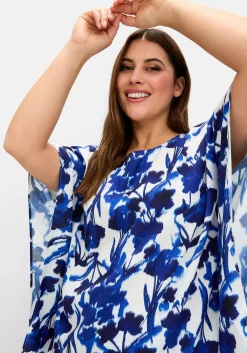 Tunika in Zipfelform, mit Blumendruck